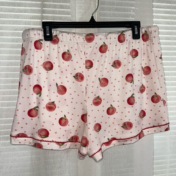 RAE DUNN. XL Blush Pink Peach Notch Collar Short Sleeve Button Top Shorts PJ Set - Picture 10 of 12